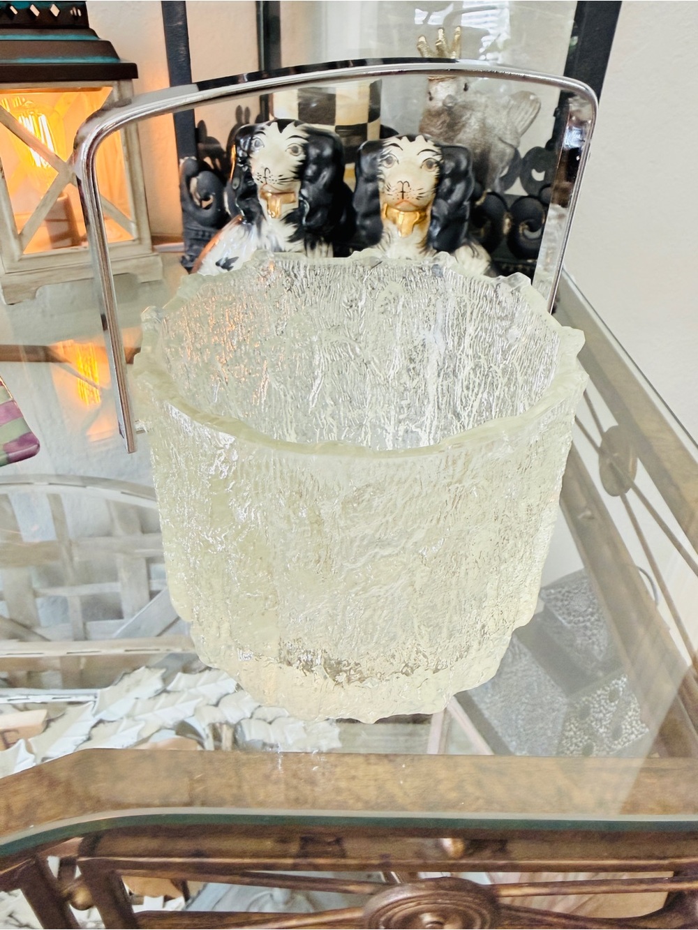 MCM Littala “Seita” Icicle Glass Ice Bucket by Tapio Wirkkala Chrome Handle - Picture 10 of 17